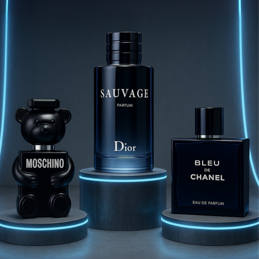 Combo "Trio de Elite" - Sauvage Dior, Toy Boy Moschino e Bleu de Chanel 100ml